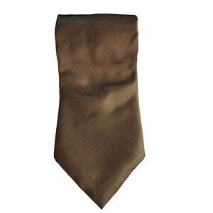 Vintage Kenneth Cole Brown Silk Tie - Classic Solid Tan Wide Short Length
